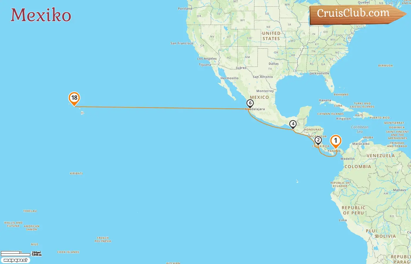 Kreuzfahrt in Mexiko von Fuerte Amador nach Honolulu an Bord des Seabourn Encore-Schiffs mit Besuchen in Panama, Costa Rica, Mexiko und den USA für 18 Tage