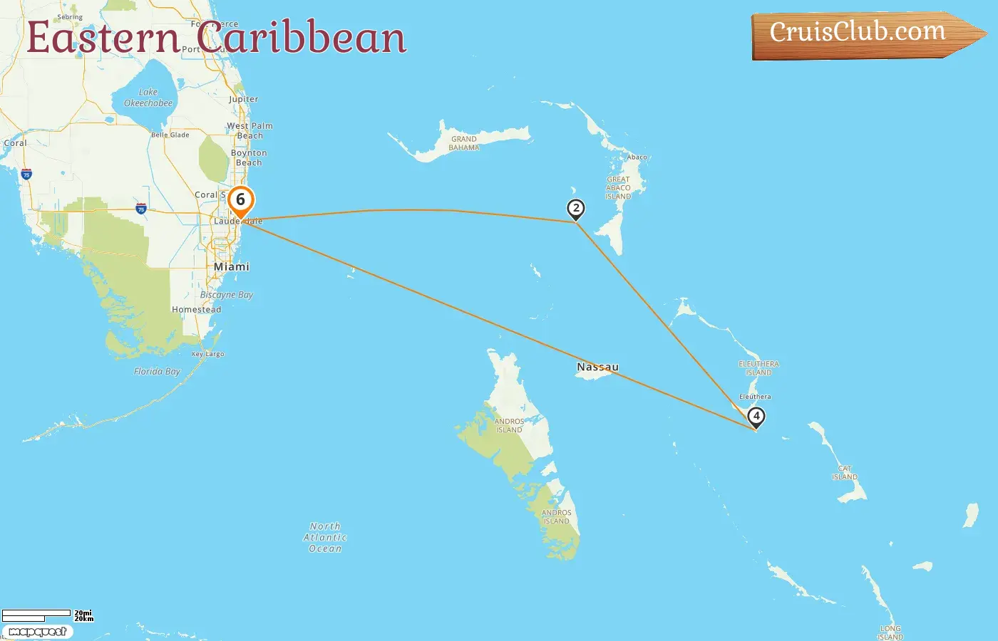 Cruise in the Eastern Caribbean from Fort Lauderdale aboard Disney Destiny ship with visits to USA and Bahamas for 6 days