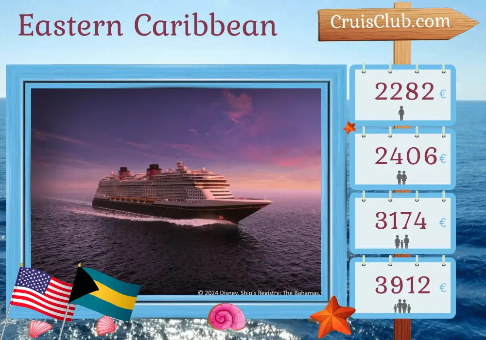 Kreuzfahrt in die östliche Karibik ab Fort Lauderdale an Bord des Schiffes Disney Destiny mit Besuchen in den USA und den Bahamas für 5 Tage