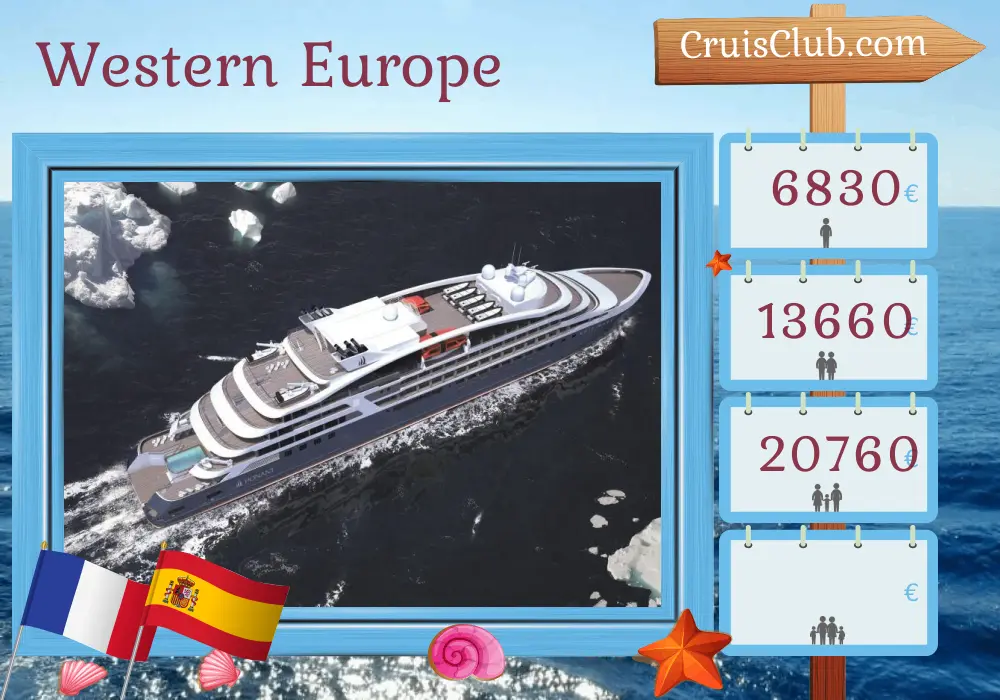 Cruise in the Western Europe from London to Lisbon aboard Le Champlain ship with visits to France and Spain for 10 days