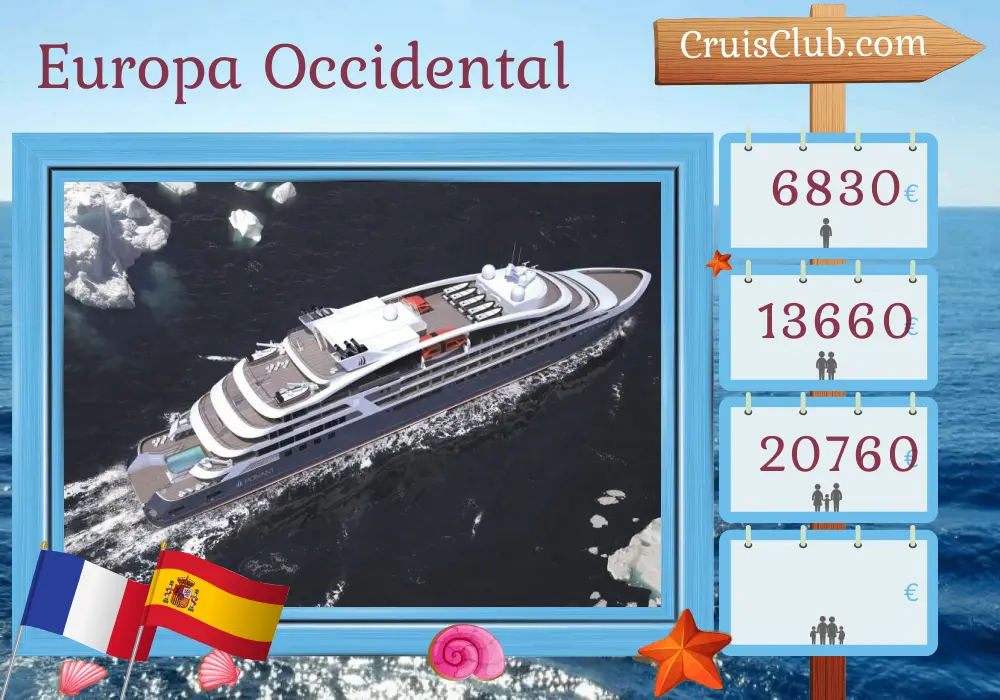 Crucero por Europa Occidental de Londres a Lisboa a bordo del barco Le Champlain con visitas a Francia y España durante 10 días