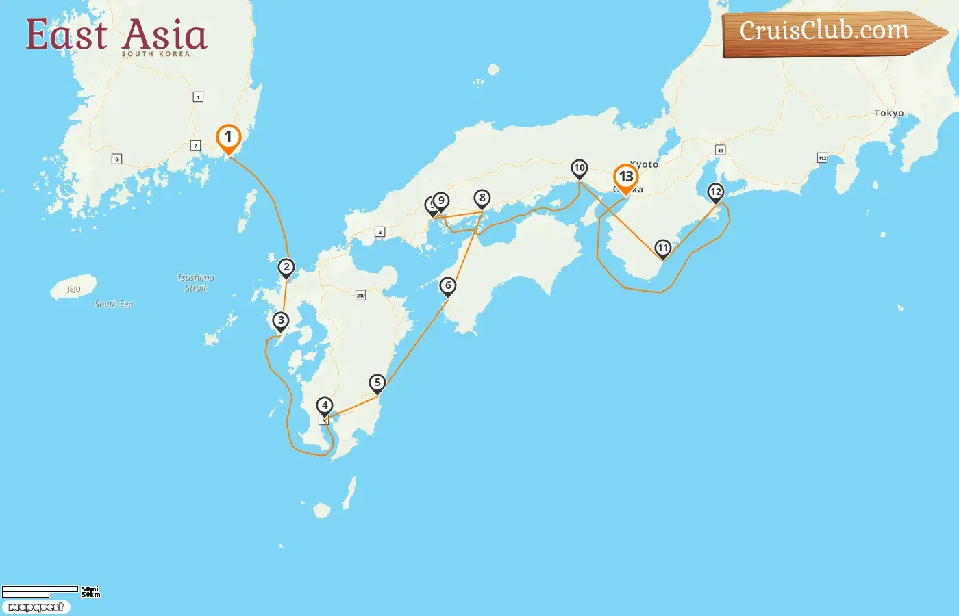 Cruise in the East Asia from Busan to Osaka aboard Le Soléal ship with visits to South Korea and Japan for 13 days