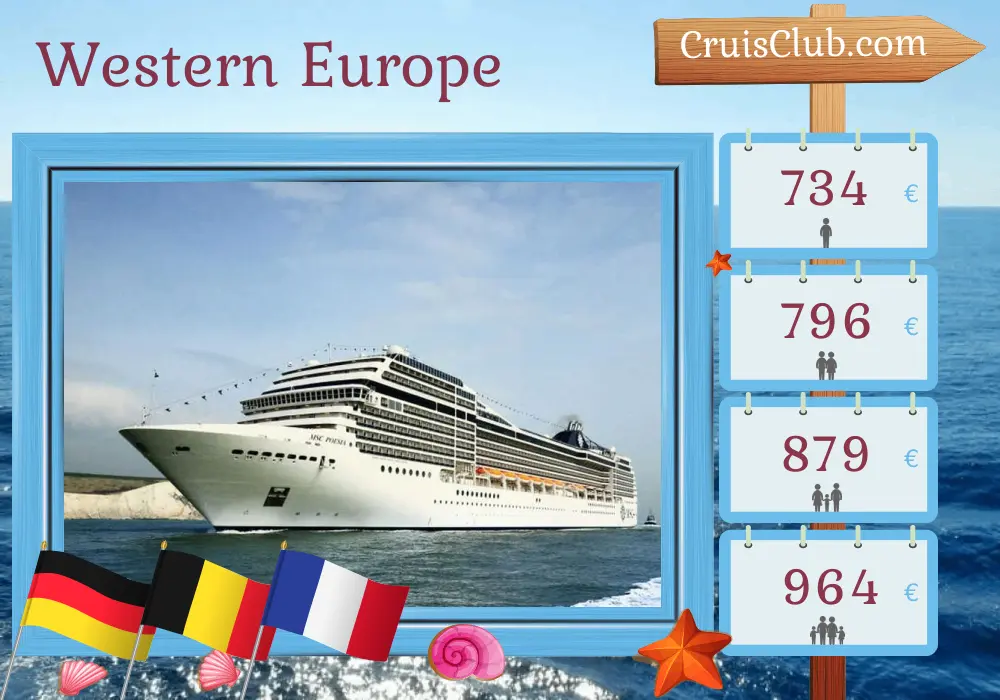 Cruise in the Western Europe from Southampton aboard MSC Poesia ship with visits to Germany, Belgium, and France for 8 days
