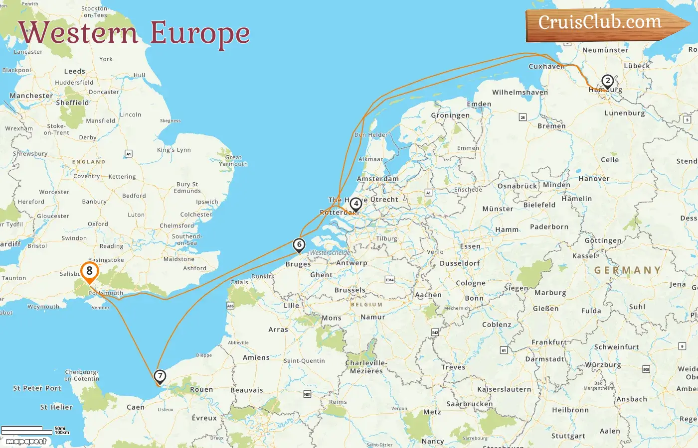 Cruise in the Western Europe from Southampton aboard MSC Poesia ship with visits to Germany, Belgium, and France for 8 days