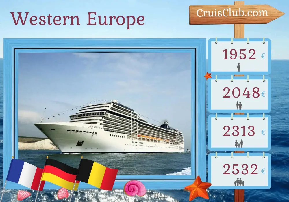 Cruise in the Western Europe from Southampton aboard MSC Poesia ship with visits to France, Germany, and Belgium for 9 days