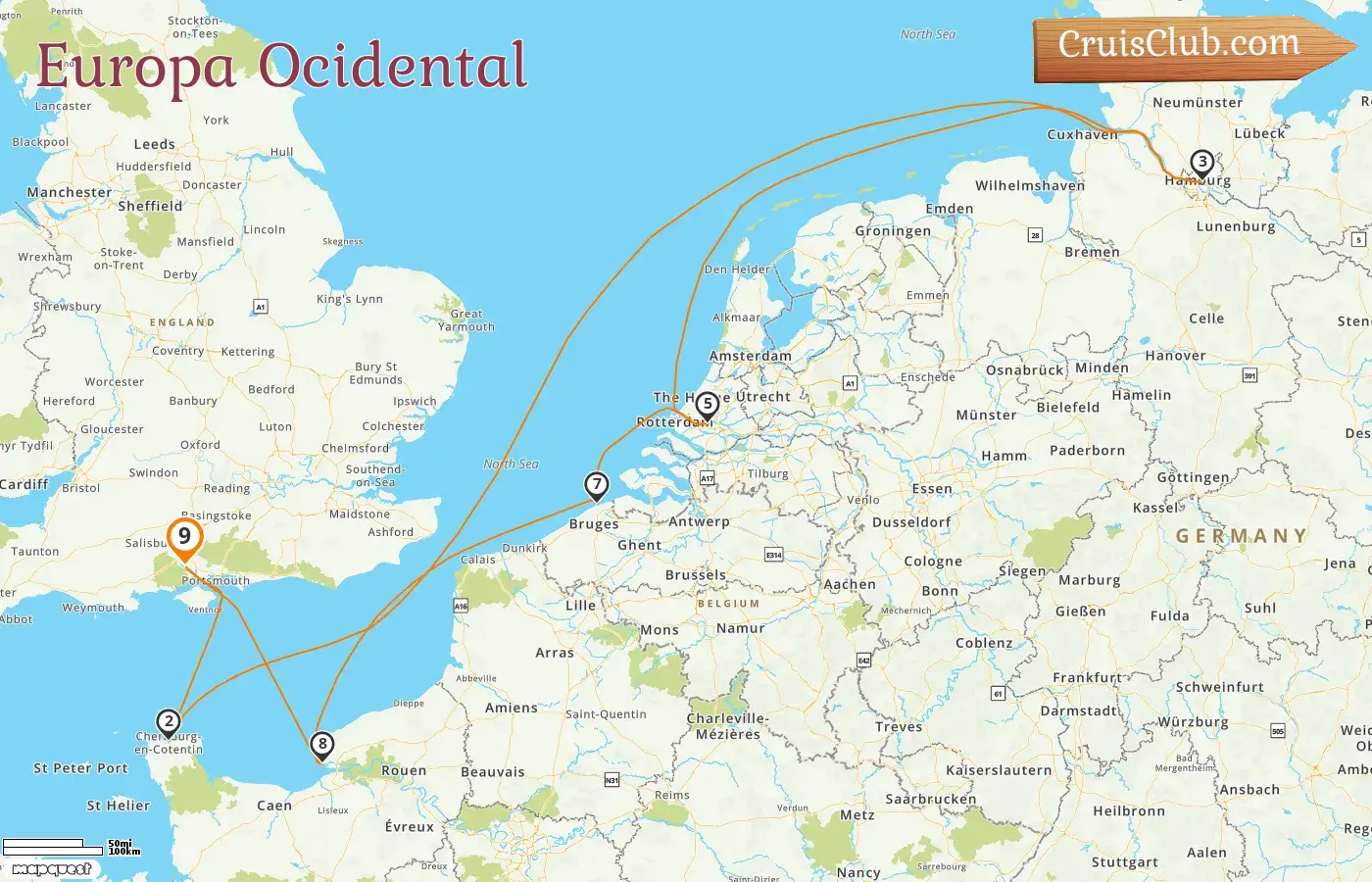 Cruzeiro na Europa Ocidental a partir de Southampton a bordo do navio MSC Poesia com visitas à França, Alemanha e Bélgica por 9 dias