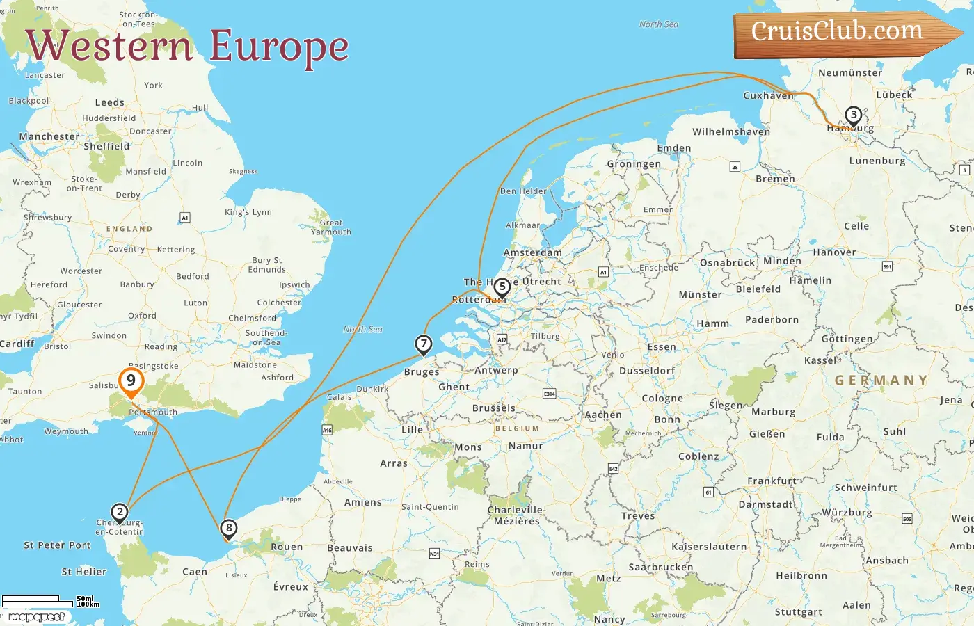 Cruise in the Western Europe from Southampton aboard MSC Poesia ship with visits to France, Germany, and Belgium for 9 days