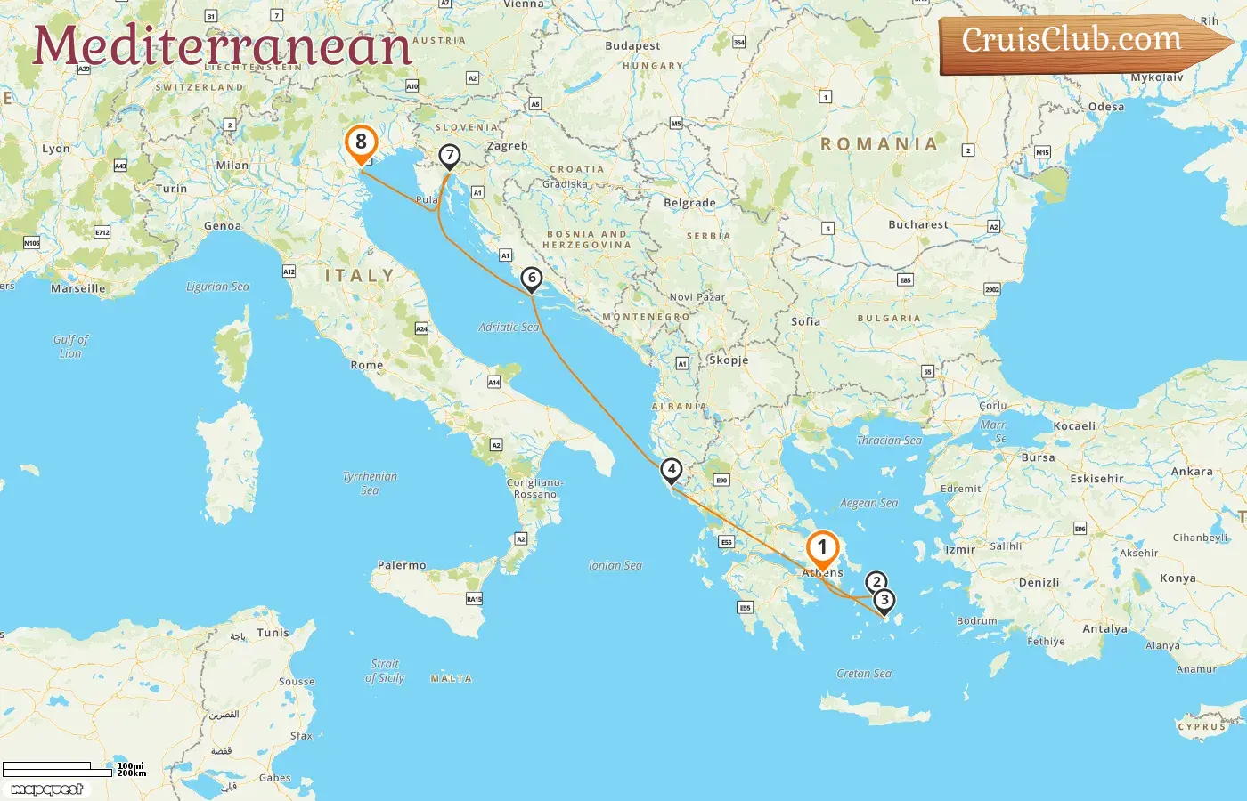 Cruise in the Mediterranean from Piraeus to Fusina aboard EXPLORA II ship with visits to Greece, Croatia, and Italy for 8 days