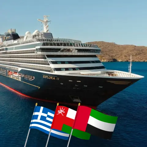 Crucero de Grecia a Dubái a bordo del barco EXPLORA II con visitas a Grecia, Egipto, Arabia Saudita, Omán y Emiratos Árabes Unidos durante 16 días