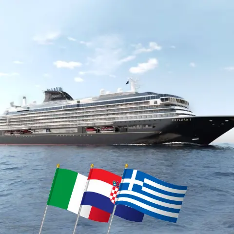 Cruise in the Mediterranean from Fusina to Piraeus aboard EXPLORA I ship with visits to Italy, Croatia, Greece, and Turkey for 12 days