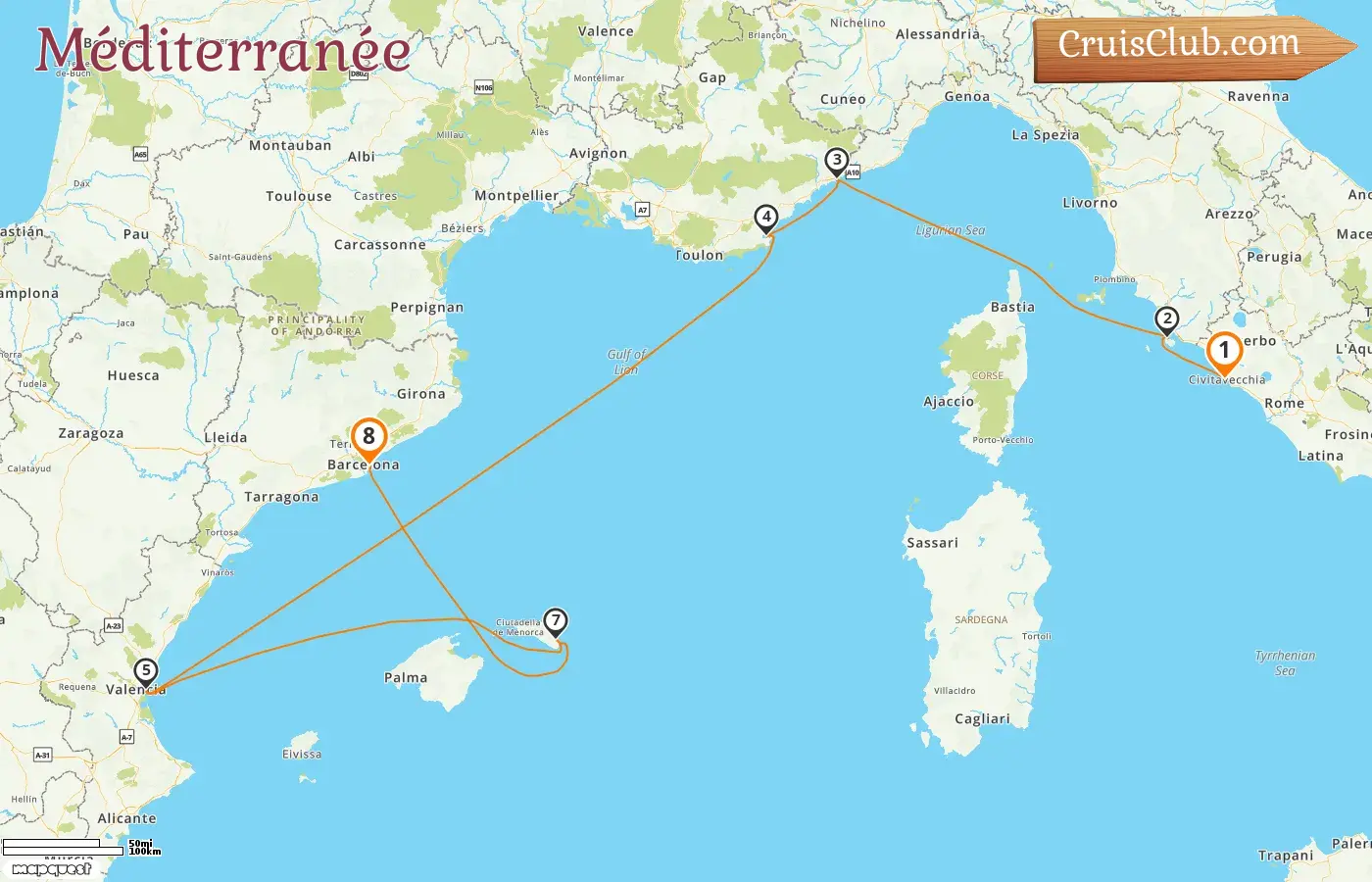 Croisière en Méditerranée de Civitavecchia à Barcelone à bord du navire EXPLORA I avec des visites en Italie, à Monaco, en France et en Espagne pendant 8 jours