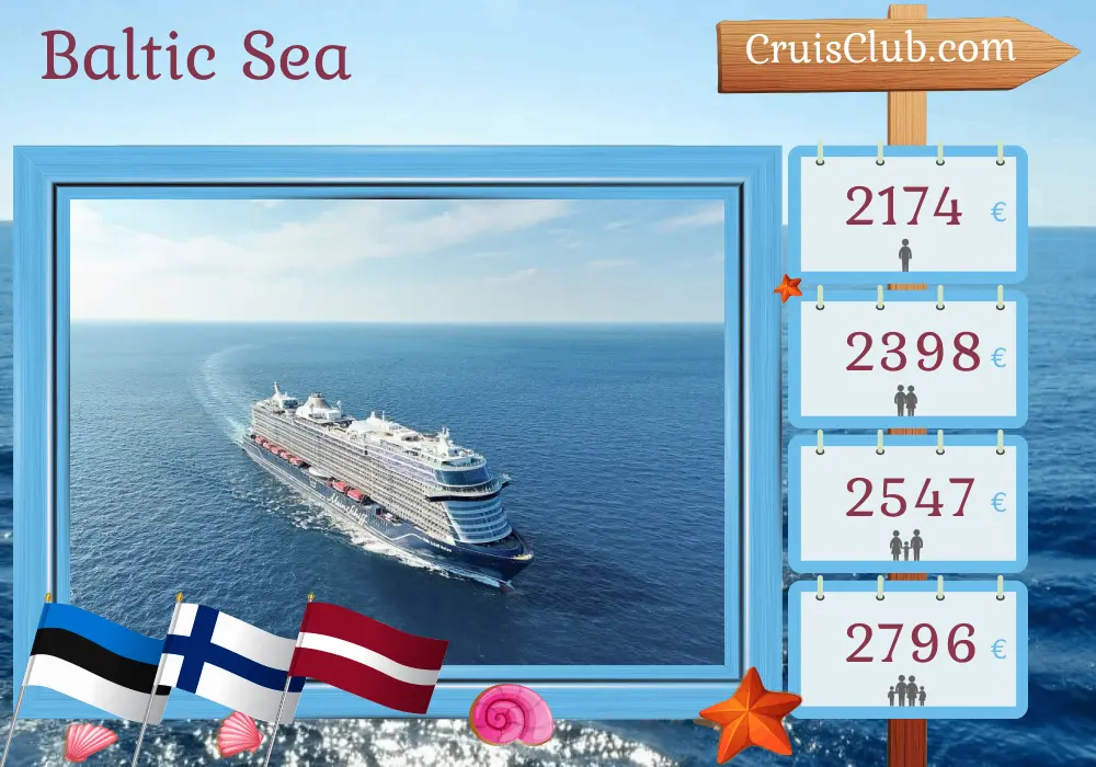 Cruise in the Baltic Sea from Kiel aboard Mein Schiff Relax ship with visits to Estonia, Finland, and Latvia for 8 days