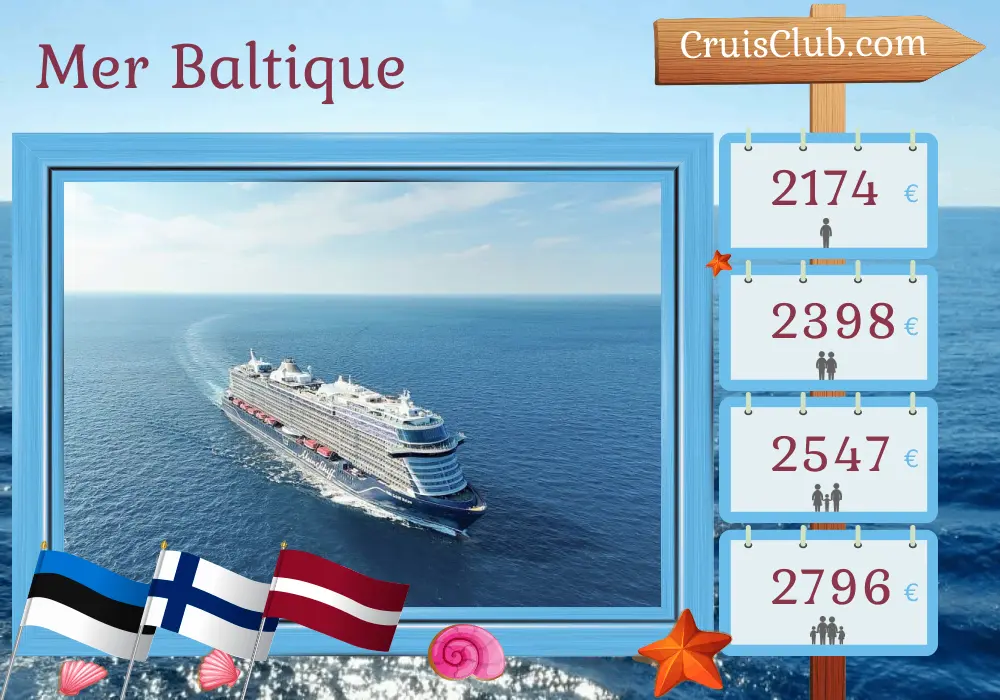 Croisière en mer Baltique au départ de Kiel à bord du navire Mein Schiff Relax avec des escales en Estonie, en Finlande et en Lettonie pendant 8 jours
