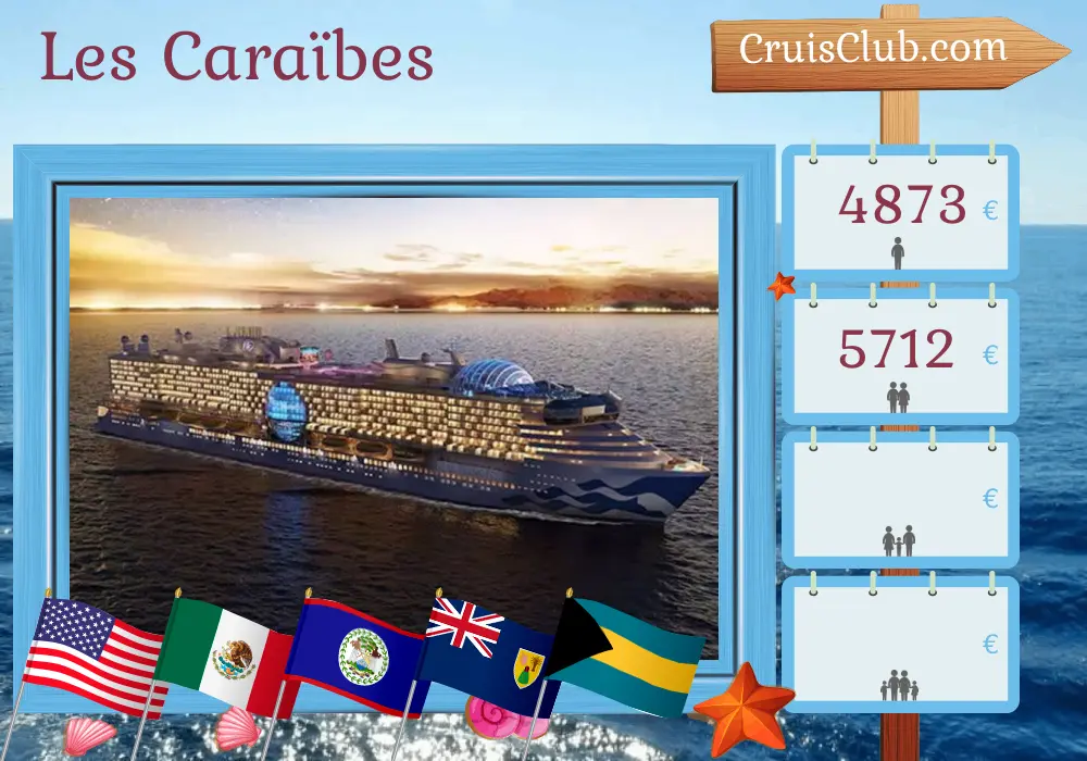 Croisière dans les Caraïbes au départ de Fort Lauderdale à bord du navire Star Princess avec des escales aux États-Unis, au Mexique, au Belize, au Honduras, en République dominicaine et aux Bahamas pendant 15 jours