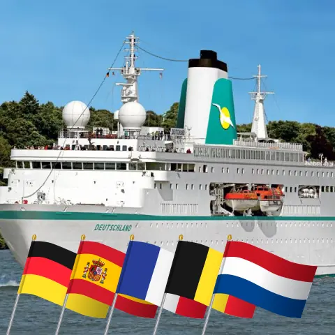 Kreuzfahrt in Westeuropa von Cuxhaven nach Bremerhaven an Bord des MS Deutschland Schiffs mit Besuchen in Deutschland, Spanien, Frankreich, Belgien und den Niederlanden für 17 Tage