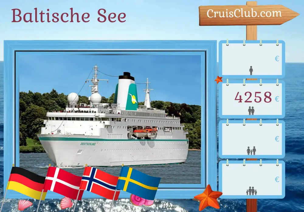 Kreuzfahrt in der Ostsee von Cuxhaven nach Kiel an Bord des Schiffes MS Deutschland mit Besuchen in Deutschland, Dänemark, Norwegen und Schweden für 11 Tage