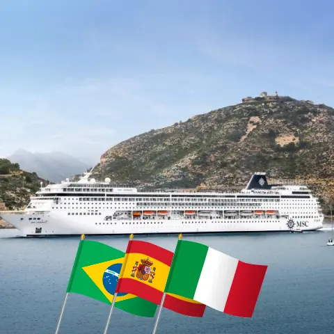 Cruise in the Transatlantic from Rio de Janeiro to Civitavecchia aboard MSC Armonia ship with visits to Brazil, Spain, Morocco, and Italy for 18 days