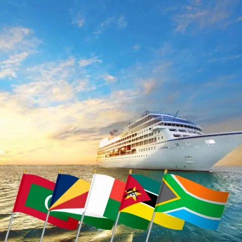 Kreuzfahrt im Indischen Ozean von Mumbai / Bombay nach Kapstadt an Bord des Schiffes Oceania Sirena mit Stopps in Indien, Malediven, Seychellen, Madagaskar, Mayotte, Mosambik und Südafrika für 21 Tage