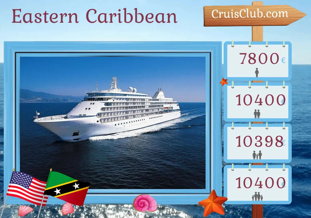 Kreuzfahrt in die östliche Karibik ab Miami an Bord des Silver Shadow Schiffes mit Stopps in den USA, Puerto Rico, Saint-Barthélemy, St. Kitts und Nevis sowie den Britischen Jungferninseln für 11 Tage