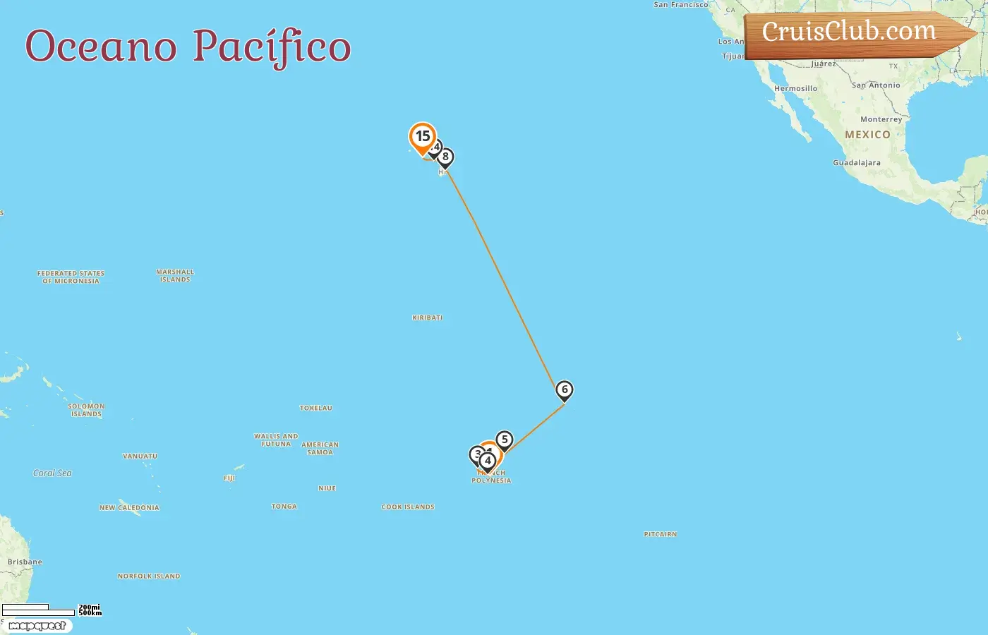 Cruzeiro no Sul do Pacífico de Papeete a Honolulu a bordo do navio Silver Whisper com visitas à Polinésia Francesa e EUA por 15 dias