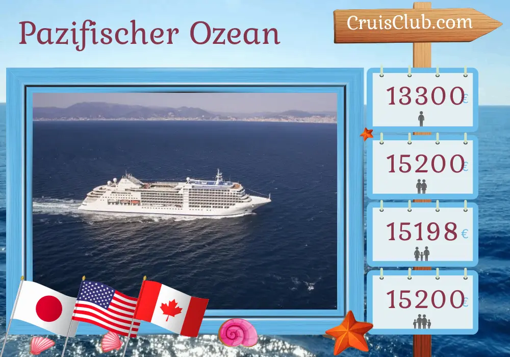 Kreuzfahrt im Pazifischen Ozean von Tokio nach Vancouver an Bord des Schiffes Silver Moon mit Aufenthalten in Japan, den USA und Kanada für 18 Tage