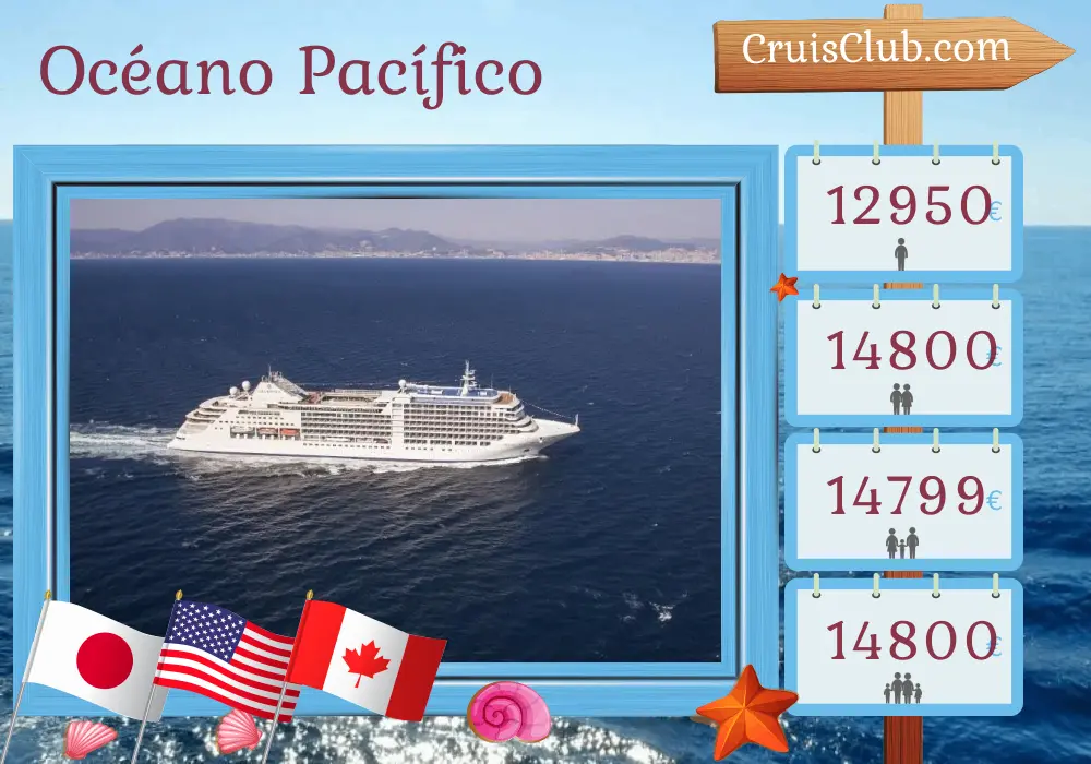 Crucero en el Océano Pacífico de Tokio a Vancouver a bordo del barco Silver Moon con visitas a Japón, EE. UU. y Canadá durante 18 días