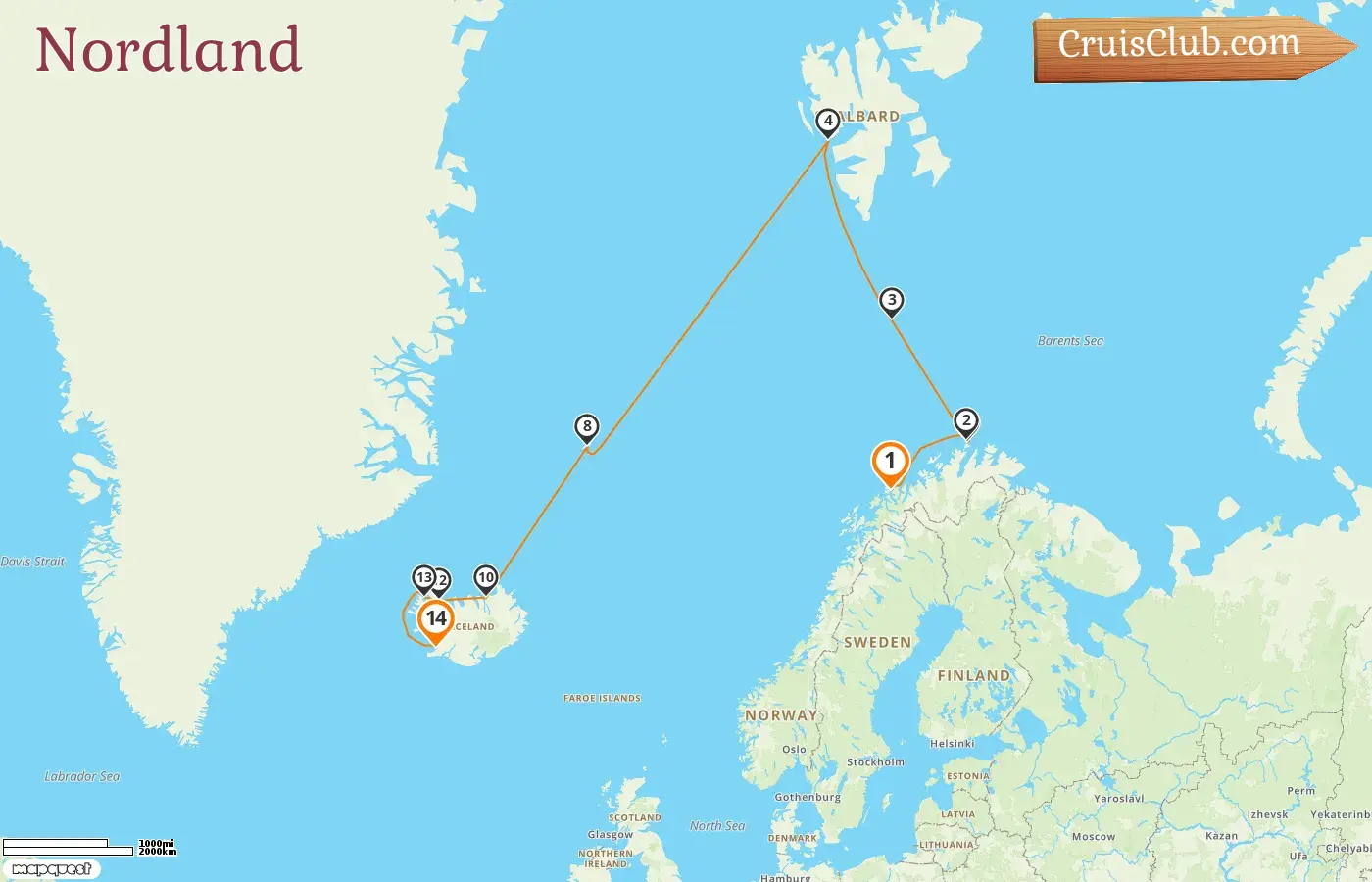 Kreuzfahrt im Norden von Tromsø nach Reykjavik an Bord des Schiffes Silver Endeavour mit Besuchen in Norwegen und Island für 14 Tage