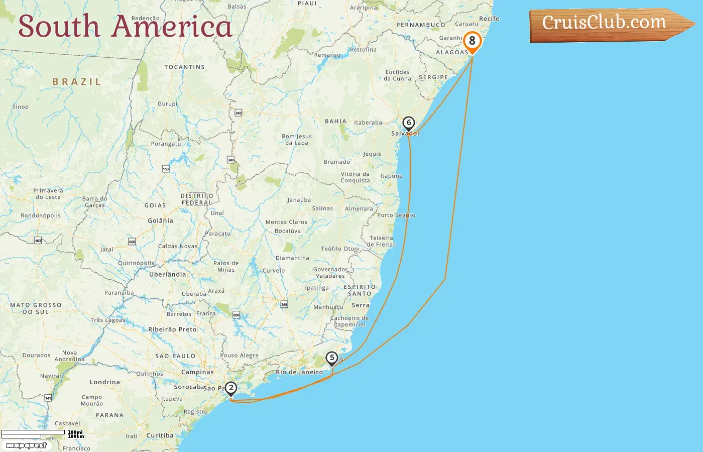 Cruise in the South America from Maceio aboard MSC Seaview ship with visits to Brazil for 8 days