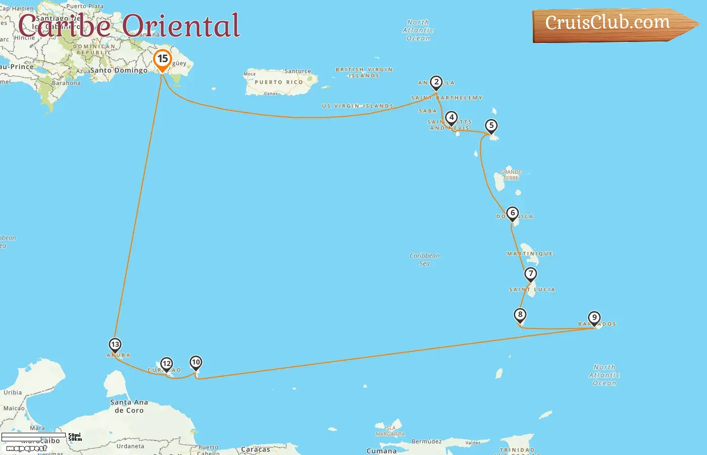 Crucero por el Caribe Oriental desde La Romana a bordo del barco AIDAdiva con visitas a San Vicente y las Granadinas, Barbados, Curazao y Aruba durante 15 días