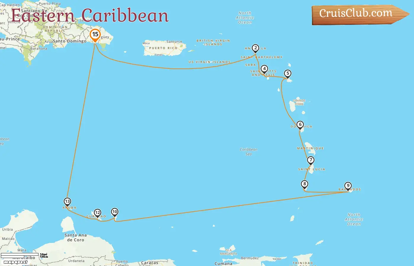 Cruise in the Eastern Caribbean from La Romana aboard AIDAdiva ship with visits to Saint Vincent and the Grenadines, Barbados, Curaçao, and Aruba for 15 days