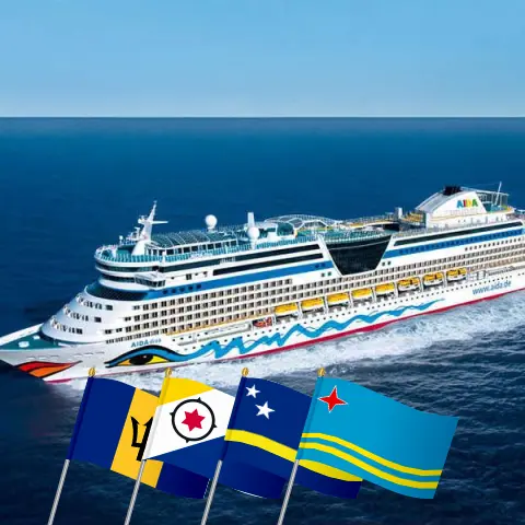 Cruise in the Eastern Caribbean from La Romana aboard AIDAdiva ship with visits to Saint Vincent and the Grenadines, Barbados, Curaçao, and Aruba for 15 days