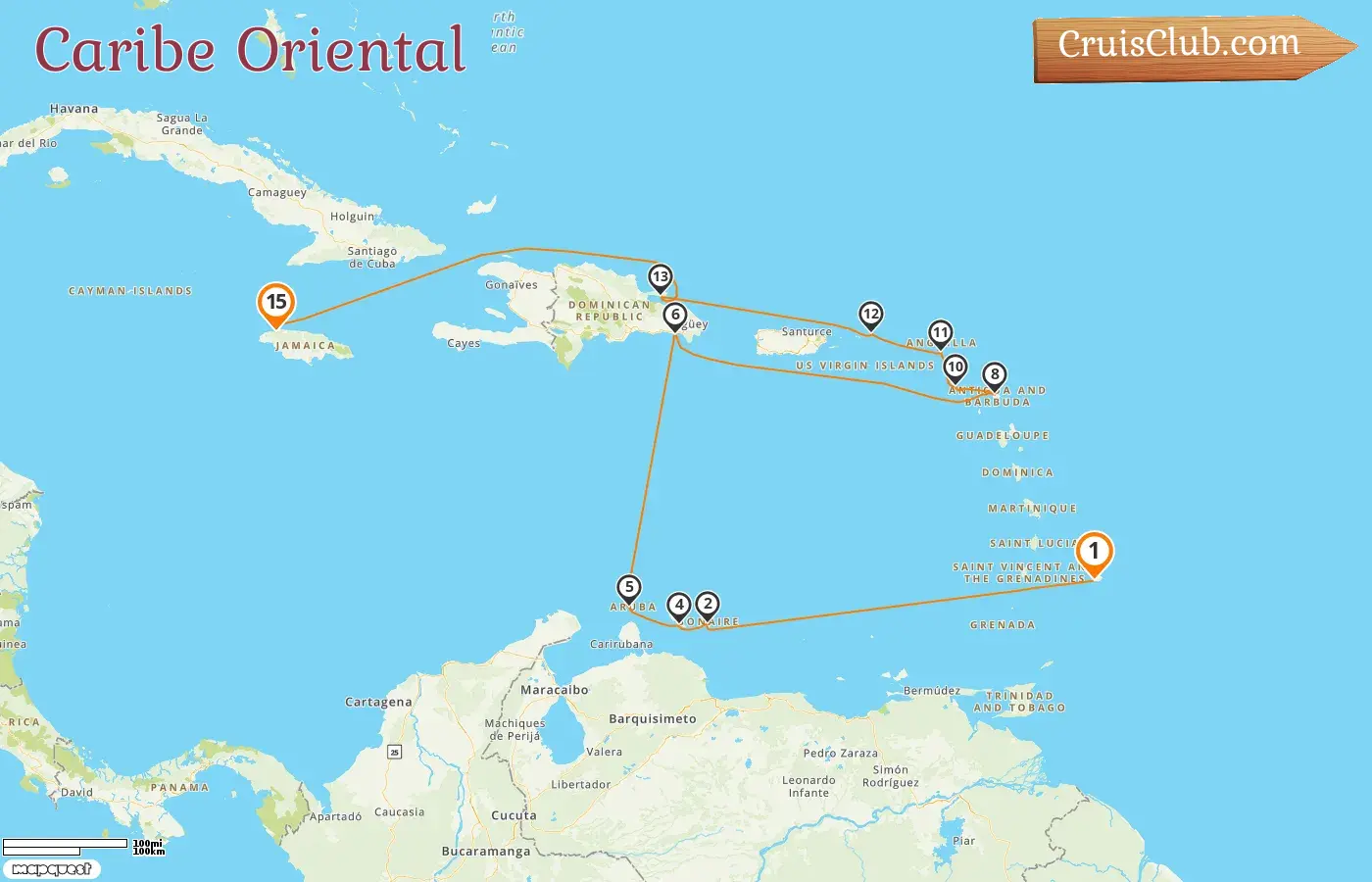 Cruzeiro no Caribe Oriental de Bridgetown a Montego Bay a bordo do navio AIDAdiva com visitas a Barbados, Curaçao, Aruba e Jamaica por 15 dias