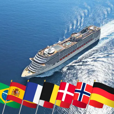 Kreuzfahrt über den Atlantik von São über Hamburg an Bord des Schiffes MSC Preziosa mit Stopps in Brasilien, Spanien, Frankreich, Belgien, Dänemark, Norwegen und Deutschland für 25 Tage