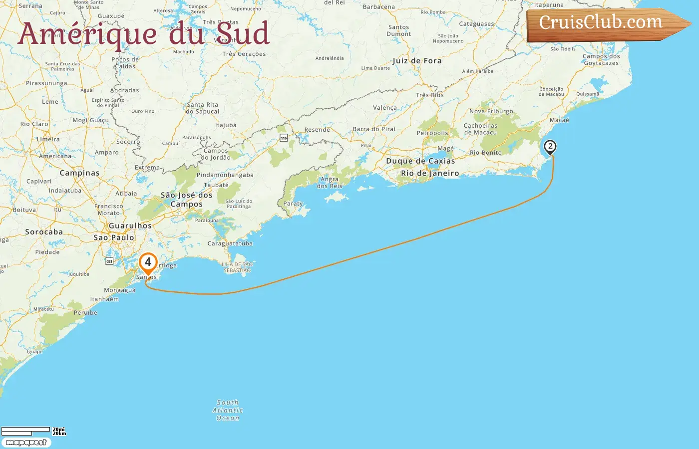 Croisière en Amérique du Sud au départ de Santos à bord du navire MSC Preziosa avec des escales au Brésil pendant 4 jours