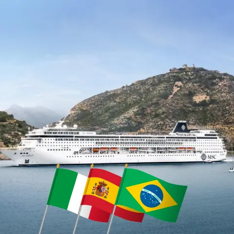 Croisière transatlantique de Civitavecchia à Salvador da Bahia à bord du navire MSC Armonia avec escales en Italie, en Espagne, au Maroc et au Brésil pendant 14 jours