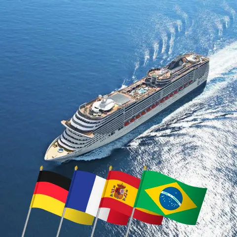 Kreuzfahrt auf dem Transatlantik von Hamburg nach Salvador da Bahia an Bord des Schiffes MSC Preziosa mit Stopps in Deutschland, Frankreich, Spanien und Brasilien für 17 Tage