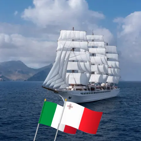 Croisière en Méditerranée de Catane à La Valette à bord du navire Sea Cloud Spirit avec des visites en Italie et à Malte pendant 8 jours