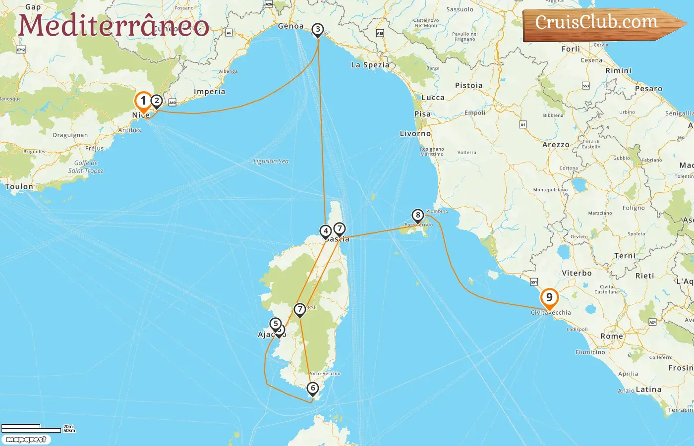 Cruzeiro no Mediterrâneo de Nice a Civitavecchia a bordo do navio Star Clipper com visitas à França, Mônaco e Itália por 9 dias