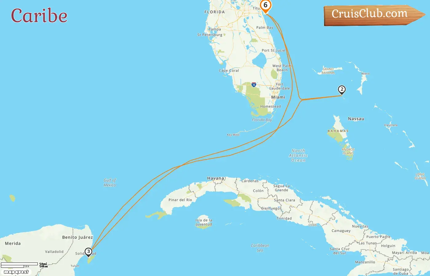 Cruzeiro no Caribe saindo de Port Canaveral / Orlando a bordo do navio Norwegian Getaway com visitas aos Estados Unidos, Bahamas e México por 6 dias