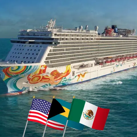 Croisière dans les Caraïbes depuis Port Canaveral / Orlando à bord du navire Norwegian Getaway avec escales aux États-Unis, aux Bahamas et au Mexique pendant 6 jours