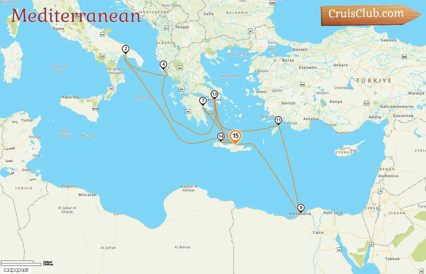 Cruise in the Mediterranean from Heraklion aboard Mein Schiff 5 ship with visits to Greece, Italy, and Egypt for 15 days