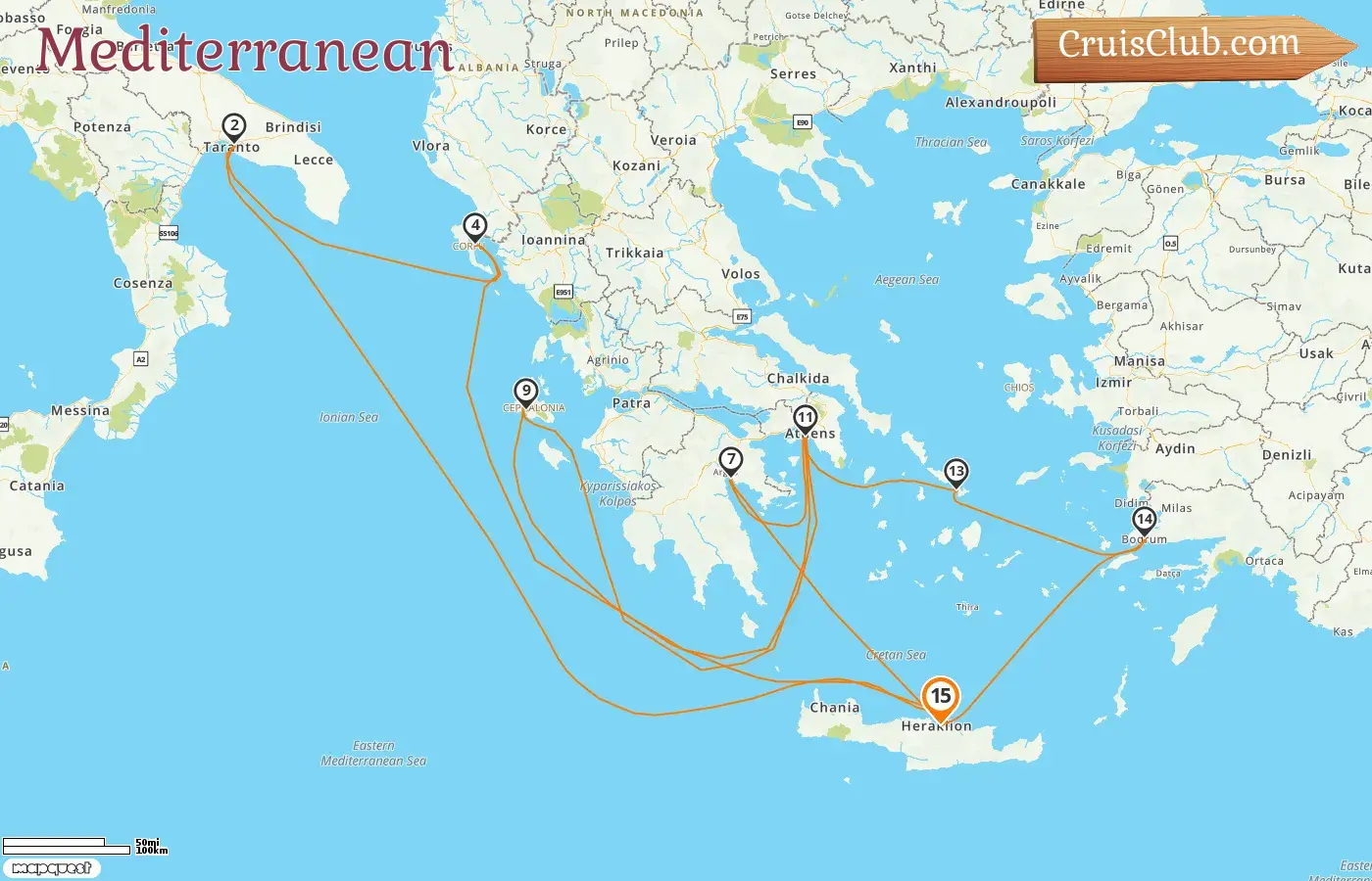 Cruise in the Mediterranean from Heraklion aboard Mein Schiff 5 ship with visits to Greece, Italy, and Turkey for 15 days