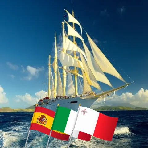 Kreuzfahrt im Mittelmeer von Malaga nach Valletta an Bord des Schiffes Star Flyer mit Besuchen in Spanien, Italien und Malta für 10 Tage