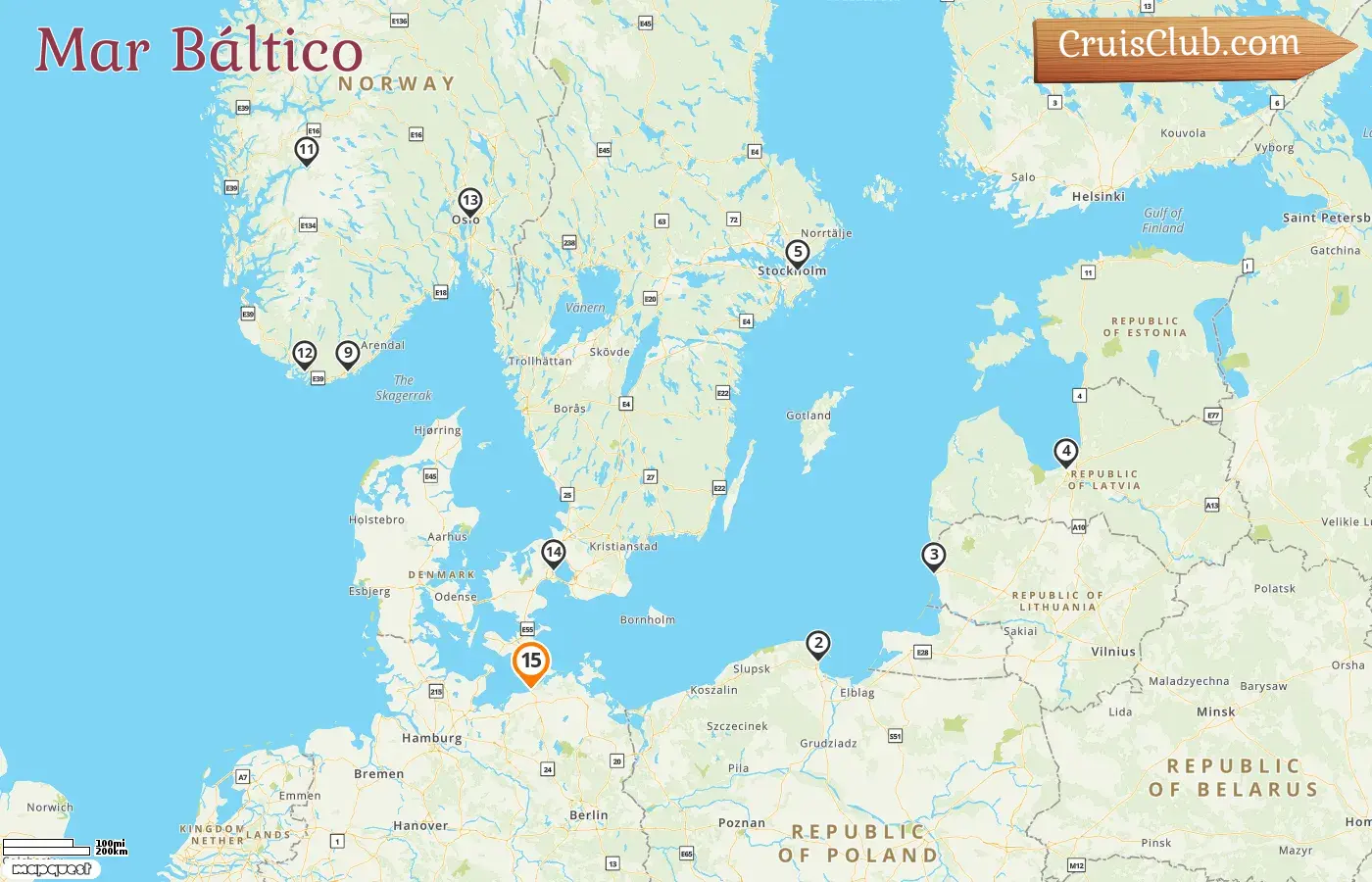 Cruzeiro no Mar Báltico a partir de Warnemünde a bordo do navio MSC Magnifica com visitas à Alemanha, Polônia, Lituânia, Letônia, Suécia, Dinamarca e Noruega por 15 dias
