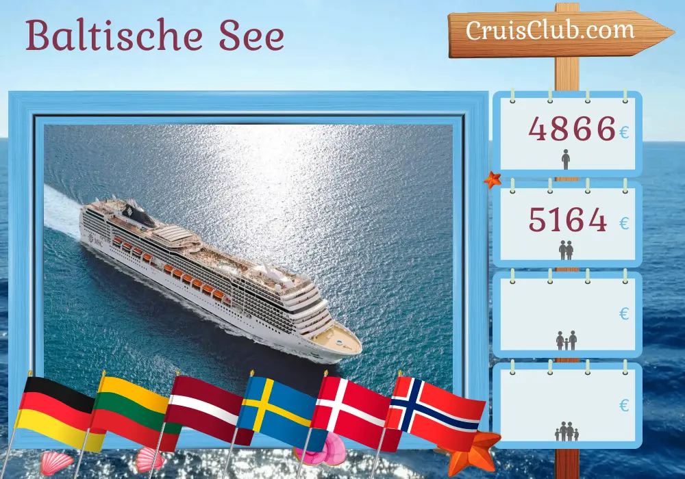 Kreuzfahrt in der Ostsee von Warnemünde an Bord des MSC Magnifica-Schiffs mit Besuchen in Deutschland, Polen, Litauen, Lettland, Schweden, Dänemark und Norwegen für 15 Tage