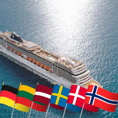 Cruzeiro no Mar Báltico a partir de Warnemünde a bordo do navio MSC Magnifica com visitas à Alemanha, Polônia, Lituânia, Letônia, Suécia, Dinamarca e Noruega por 15 dias