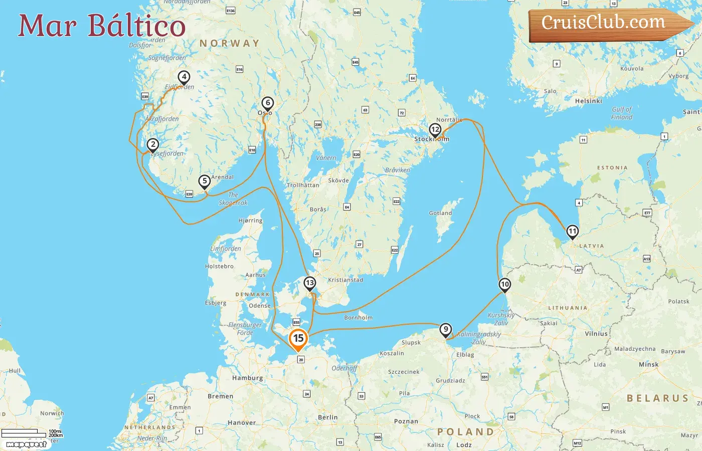 Crucero en el mar Báltico desde Warnemünde a bordo del barco MSC Magnifica con visitas a Alemania, Noruega, Dinamarca, Polonia, Lituania, Letonia y Suecia durante 15 días