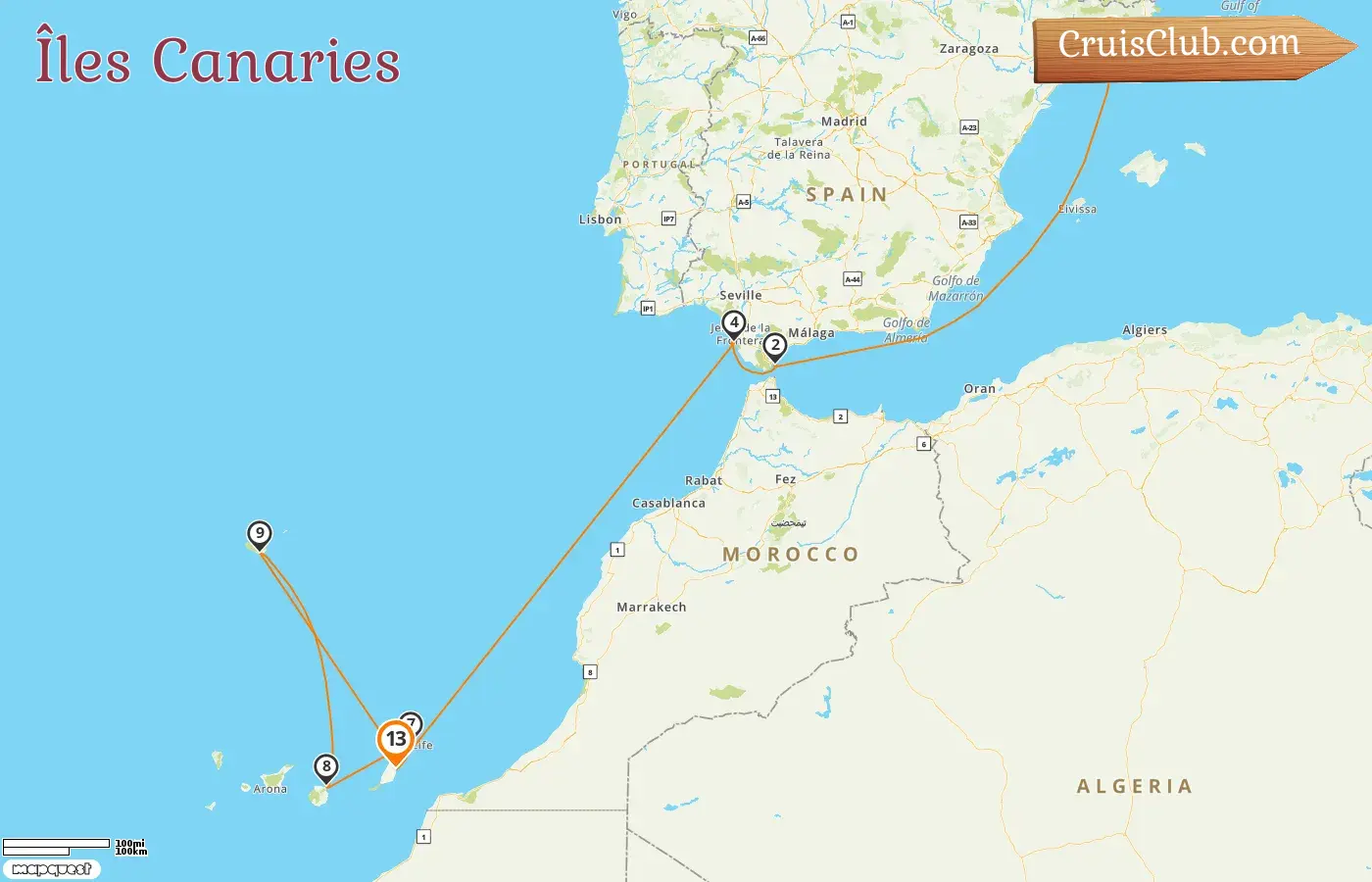 Croisière dans les îles Canaries de Barcelone à Puerto del Rosario à bord du navire AIDAblu avec des visites en Espagne et à Gibraltar pendant 13 jours