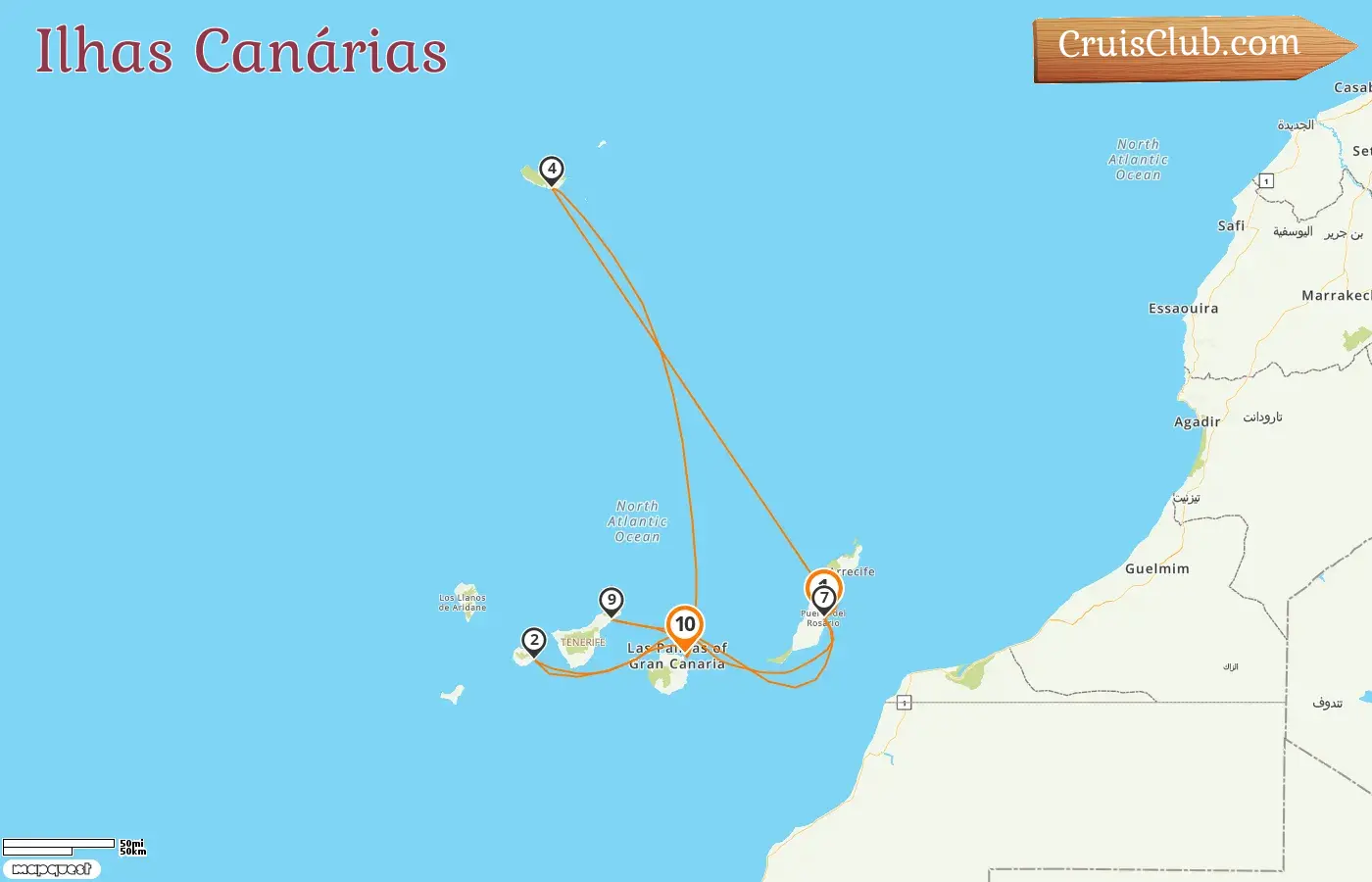 Cruzeiro nas Ilhas Canárias de Puerto del Rosario para Las Palmas a bordo do navio AIDAblu com visitas à Espanha por 10 dias