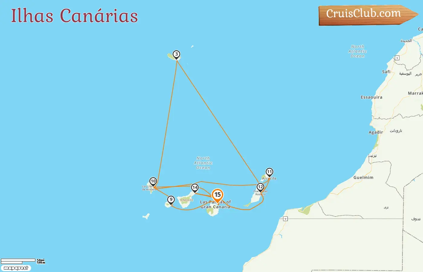 Cruzeiro nas Ilhas Canárias a partir de Las Palmas a bordo do navio AIDAmar com visitas à Espanha por 15 dias